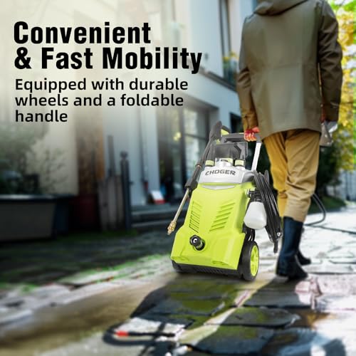 CHOGER Electric Pressure Washer, 2.6 GPM, 4000 PSI Power Washer Electric Powered with Hose Reel, Foam Cannon,High Pressure Washer with 35FT Power Cord, 25FT Hose, GFCI Protection and 4 Nozzles