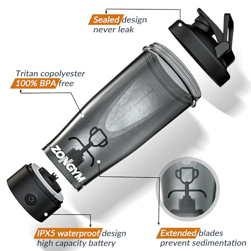 Electric Protein Shaker Bottle, 24 oz USB Rechargeable Blender Bottles, Shaker cups for Protein Mixes with BPA Free, Blender Replacement Parts, Made with Tritan Portable Blender Cup for Protein Shakes