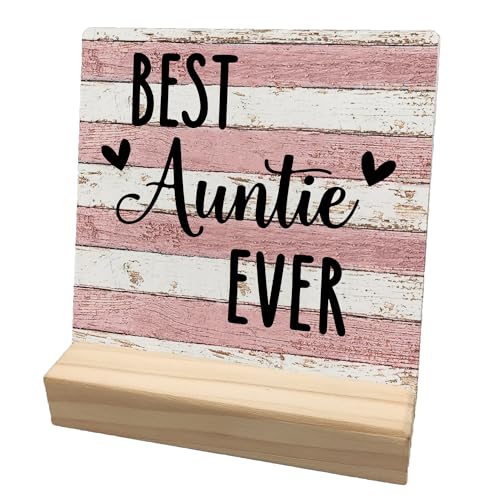 Aunt Gifts,Aunt Gifts From Niece,Aunt Gifts From Nephew,Best Aunt Gifts,Best Auntie Ever Wooden Sign, Best Aunt Wooden Signs For Home Decor