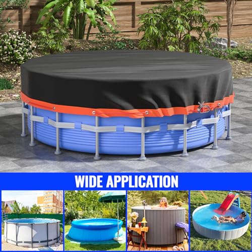 6Ft Round Pool Cover - Solar Covers for Above Ground Pools, Oxford Fabric Pool Covers for Above Ground Pools with Winch and Cable, Waterproof and Dustproof Swimming Pool Cover