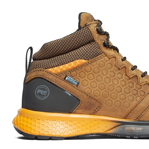 Timberland PRO Men's Reaxion Mid Composite Safety Toe Waterproof Industrial Hiker Work Boot, Brown/Orange-2024 New, 9.5