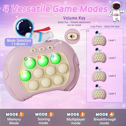 Plunack Fidget Toys Light Up Game, Handheld Games for Kids, Quick Push Bubbles Game Console, Autism Sensory Toys Birthday Gifts for Old Boys Girls Kids Teens