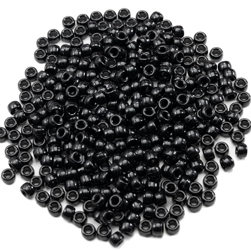 Gxueshan 1000 Pcs Acrylic Translucent White Pony Beads 6x9mm Bulk for DIY Bracelet Necklace Jewelry Making Earring Hair Braiding Braids Kandi Beads