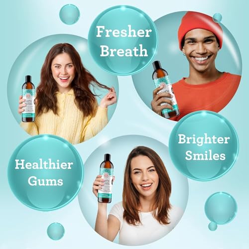 GuruNanda Coconut Oil Pulling, Fresh Breath & Whitening Mouthwash, 7 Essential Oils & Vitamins for Happy Teeth & Gums, Alcohol-Free, 16 oz