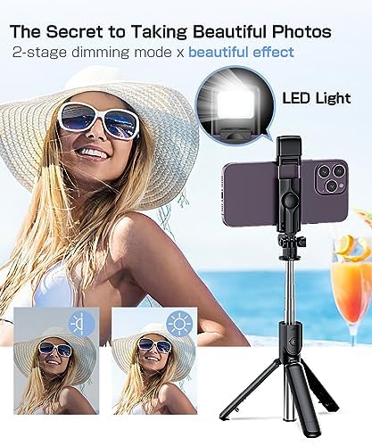 Selfie Stick, Extendable Selfie Stick Tripod,Phone Tripod, Tripod Stand 360°Rotation for iPhone 15/14/13/12/11 and Smartphone, Compatible with Gopro, Group Selfies/Live Streaming/Video Recording