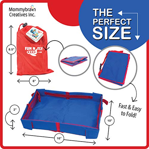 Fun N Fly Foldable Travel Tray - Blue Red Portable Durable Kids, Toddler, Baby Play Space and Snack Desk for Airplane Travel by FunnFly