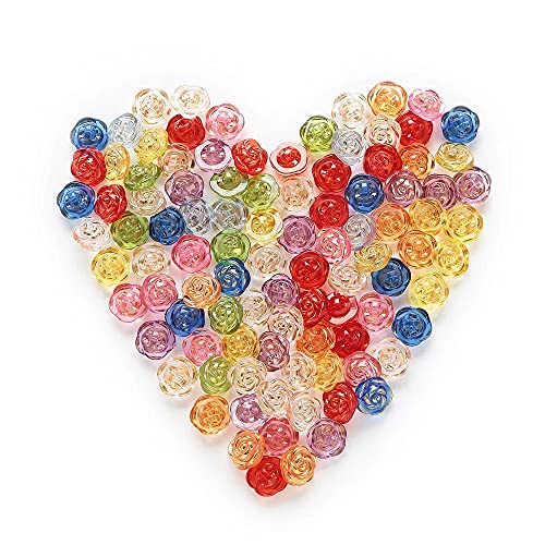 30 Pcs Acrylic Rose Flower Buttons Shirt Buttons Sewing Accessories DIY Crafts (Yellow-Green, 12.5mm)
