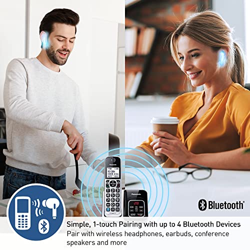 Panasonic Expandable Cordless Phone System, Bluetooth Pairing for Wireless Headphones and Hearing Aids, Smart Call Block, Bilingual Talking Caller ID, 1 Handset - KX-TGD890S (Silver)