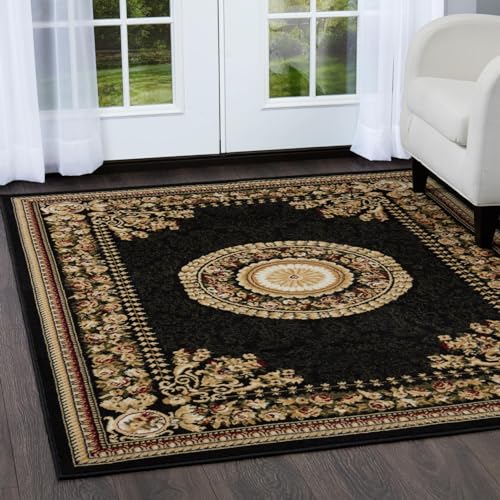 Home Dynamix Optimum Area Rugs, 21"X35", Medallion Black