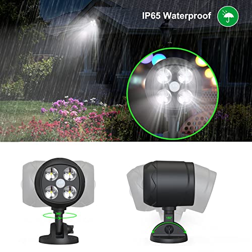 Quiltered Motion Sensor Outdoor Lights, Battery Operated 600LM Motion Detector Security Lights, Black (1 Pack)