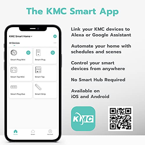 KMC Smart Plug Mini 4-Pack, Wi-Fi Outlets for Smart Home, Remote Control Lights and Devices from Anywhere, No Hub Required, ETL Certified, Works with Alexa and Google Home