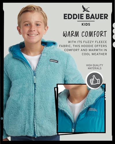 Eddie Bauer Boys' Reversible Jacket - Waterproof Lightweight Fleece Lined Hooded Puffer Coat - Boys Outerwear Jacket (5-20), Size 5-6, Marine Blue