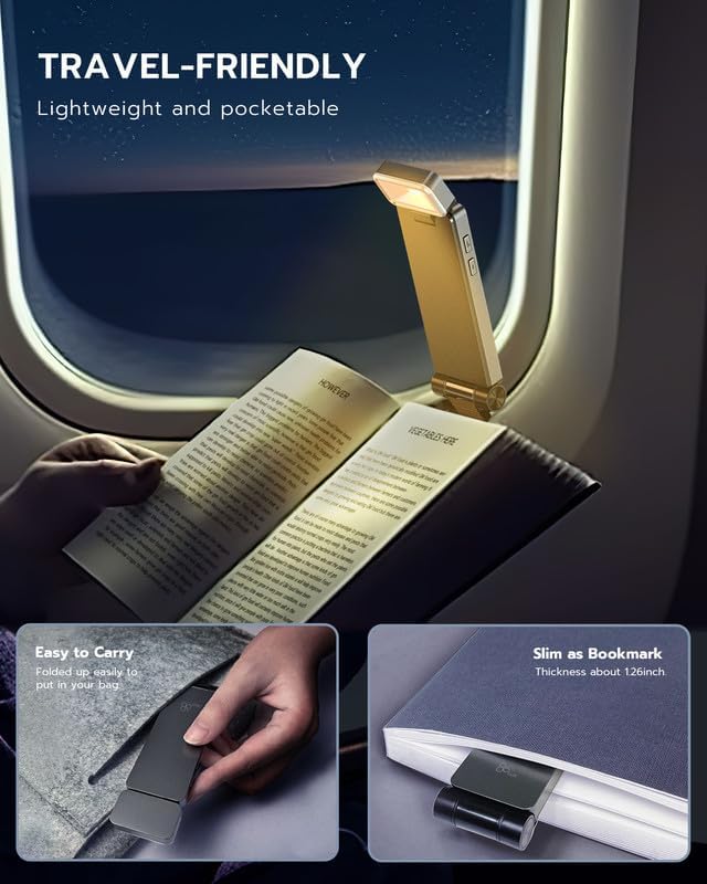 86lux Book Light, Rechargeable Reading Lights for Books in Bed, Ultralight Clip-on LED Bookmark Lamp with 3 Amber Colors & Stepless Dimming for Night Reading for Book Lovers, Kids, Mint Green
