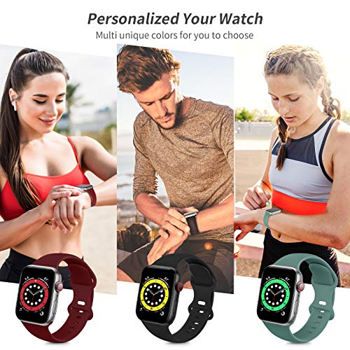 Sport Bands Compatible with Apple Watch Bands 38mm 40mm 41mm 42mm 44mm 45mm 49mm,Soft Silicone Waterproof Strap for iWatch Ultra2 Series 9 Ultra 8 7 6 5 4 3 2 1 SE Women Men