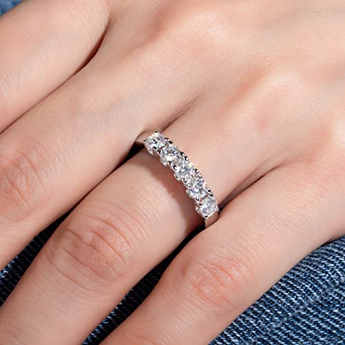 AimiIee Moissanite Wedding Band Half Eternity Rings D Color VVS1 Clarity Round Brilliant Cut S925 Sterling Silver Stackable Eternity Band for Women Men with Certificate(9)