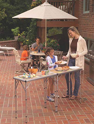 Coleman Pack-Away 4-in-1 Folding Table, Lightweight Outdoor Camping Table with 3 Adjustable Heights, Leveling Feet, & Securing Brackets; Great for Patio & Deck, Camping, Tailgating, & More