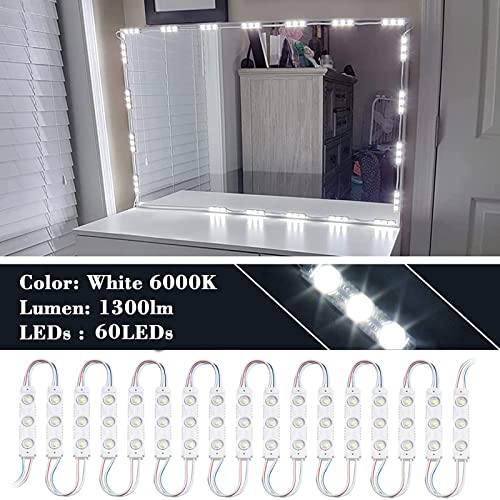Kintion LED Vanity Mirror Light, Hollywood Style 60pcs Ultra Bright White LED, 9.8ft/3m Dimmable Strip Light, Bathroom Waterproof, Memory Function, Time Shutdown, Breath Mode (Mirror Not Include)