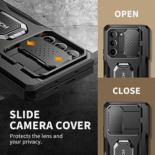 TONGATE for Z Fold 5 Case with Ring Stand, Built-in Z Fold5 S Pen Holder, Shockproof Rugged Phone Case with Screen Protector & Slide Camera Cover & Belt Clip for Samsung Galaxy Z Fold 5 2023, Black