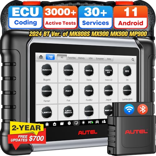 Autel Scanner MP808BT PRO, 2-Year Update 700$, 2024 OS 11 ECU Coding as MS906 Pro MP900BT, BT Ver of MX900 MK900 MS906 MP808S MK808S MK808Z, 3000+ Bidirectional Diagnostics, 30+ Reset, OE All Sys, FCA