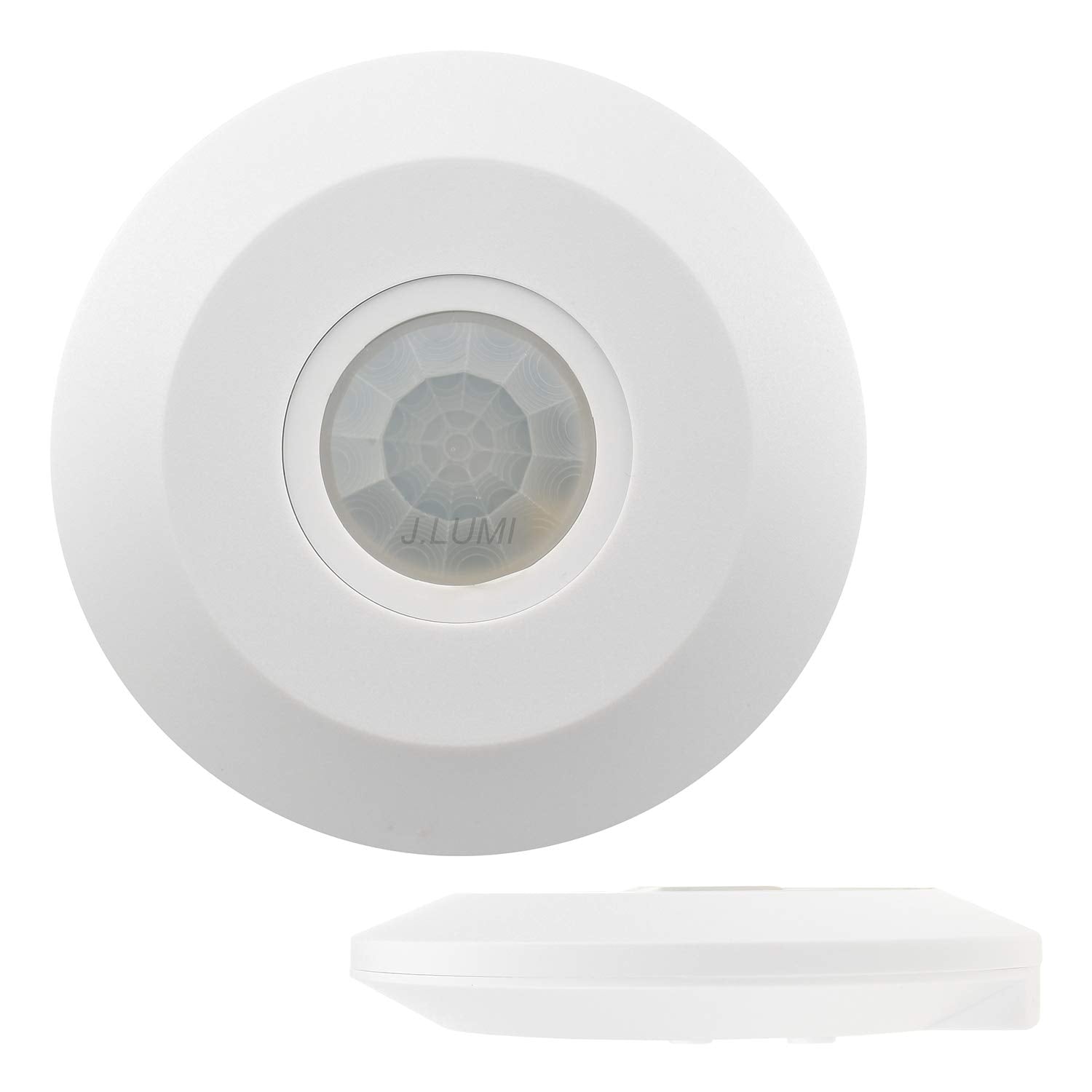 J.LUMI YCA1050 PIR Motion Sensor Light Switch, 85-265V AC 2000W, Ceiling Mount Motion Sensor Ceiling Motion Sensor Switch, PIR Occupancy Sensor, Slim Profile, White