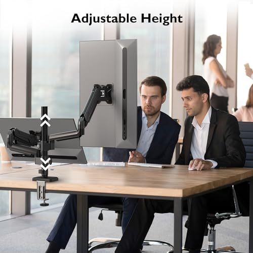 BONTEC Dual Monitor Mount for 13-32 Inch Screens, Tall Computer Monitor Stand, Adjustable Gas Spring Monitor Arm with Tilt, Swivel, Rotation, VESA 75x75, 100x100mm, Holds Up to 19.8lbs