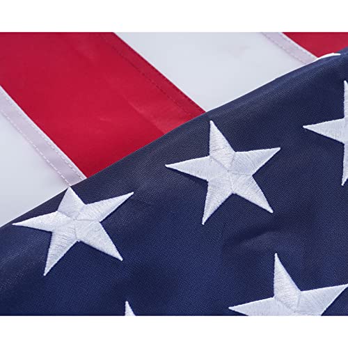 FRF FLAG American Flag with Gold Fringed 3x5 Ft, Made in USA, Indoors USA Flag, Embroidered Stars, with 4 Rows of Lower Stitches……