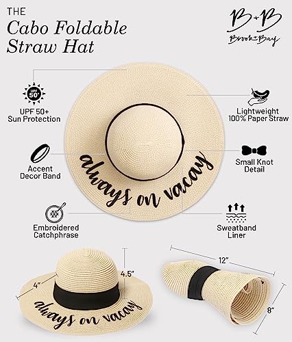 Foldable Beach Hats for Women-Floppy Sun Hats for Women,Roll up Straw Hats for Women,Summer Vacation Hats&Beach Wide Brim Hat