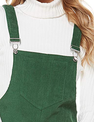 Tanming Women's Corduroy A Line Cute Jumper Pinafore Bib Overall Mini Dress Skirt (ArmyGreen-XS)
