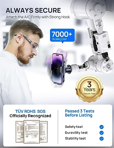 [2024 Newest] Car Vent Phone Mount, [Upgrade Hook Clip Never Shake] Adjustable 360 Rotation Vent Clip Car Phone Holder Mount, Big Phone & Thick Case Friendly Fit for All iPhone, Samsung & Cell Phone