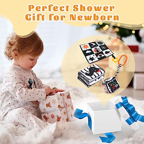 AJsupojouet 3 Pcs Car Seat Toys for Babies 0-6 Months，Black and White Baby Hanging Rattle Toys for Crib Mobile，High Contrast Baby Toys for Newborn Toys，Infant Sensory Toy Best Gift for 0-6 6-12months