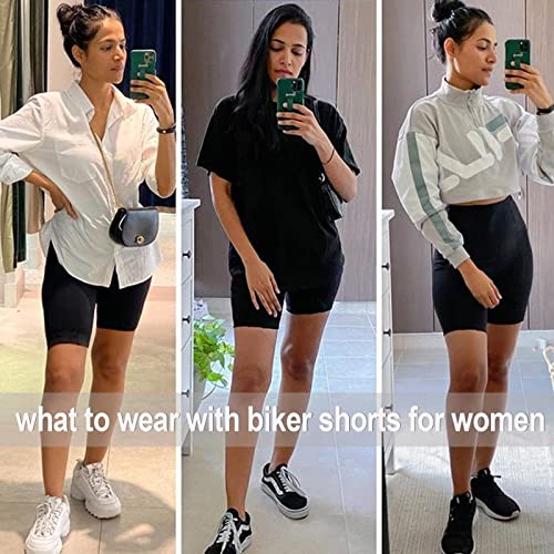 3 Pack Biker Shorts for Women – 8"/5"/3" High Waisted Tummy Control Workout Yoga Running Athletic Shorts