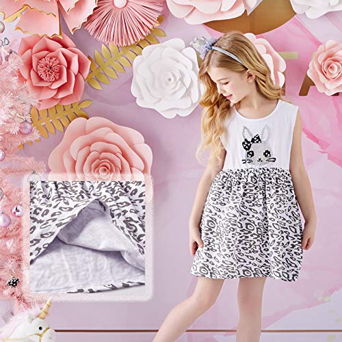 VIKITA Toddler Girls Summer Cotton Dress Sleeveless Swing Midi Casual Sundress with Pockets for 3-10 Y