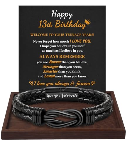 Btysun 70th Birthday Gifts for Men, 70th Birthday Gifts Leather Bracelet for Men Forever Linked Together Mens Bracelets Stainless Steel Dad Happy Birthday Gift for Grandpa