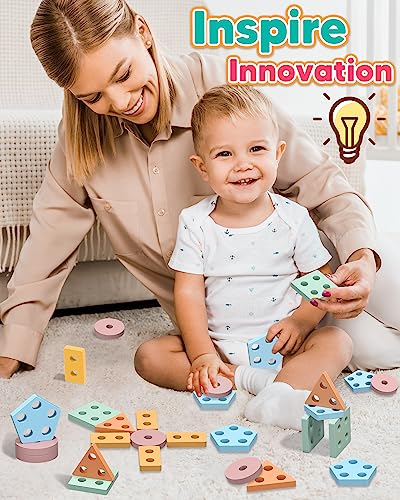 Zartores Montessori Toys for 1 2 3 Year Old Boys Girls, Shape Sorter Wooden Toys for Toddlers 1-3, Toddler Toys Age 1-2, 1 2 3 Year Old Girl Boy Gifts, Preschool Toddler Puzzles
