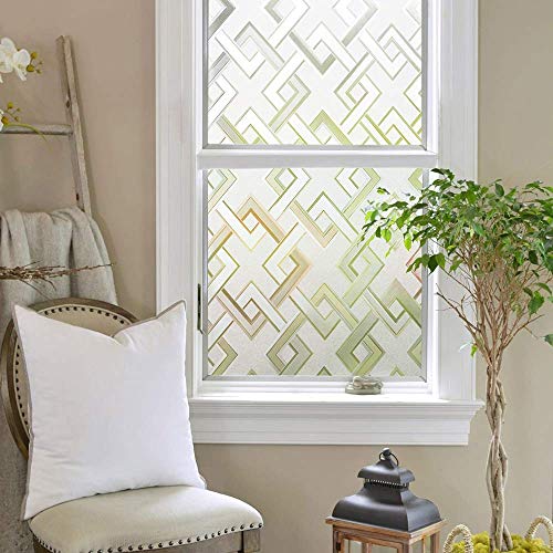 Finnez Window Film Privacy Film 3D No Glue Glass Sticker Rhombus Pattern for Glass Door Bathroom livingroom Office 35.4 x 118.1 Inches