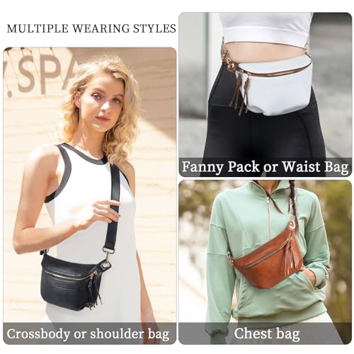 Fanny Pack Crossbody Bags for Women Vegan Leather Belt Bag Waist Pack Causal Chest Bum Bag With 2 Straps Nude Pink