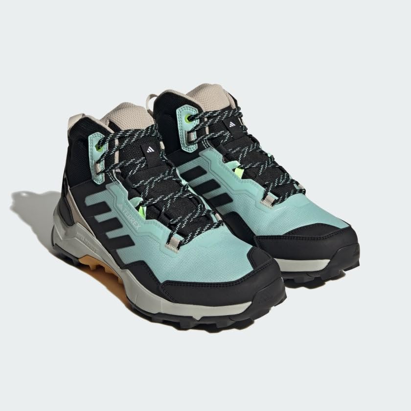 adidas Women's Terrex AX4 Mid Gore-Tex Sneaker, Semi Flash Aqua/Core Black/Preloved Yellow, 9