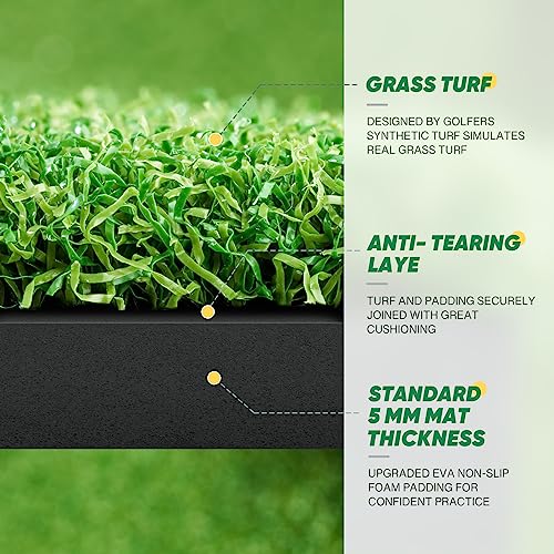 OYN Golf Mat, 5x4ft Artificial Golf Hitting Practice Mat for Outdoor & Indoor Training, Thicken Golf Turf Training Matt with 9 Golf Balls 9 Golf Tee for Backyard
