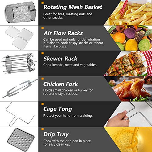 COSTWAY 8-in-1 Air Fryer Toaster Oven, Multifunctional Programmable 19QT Cooking Oven with 10 Accessories, Rotisserie, 8 Pre-set Recipe, LED Digital Touchscreen, Viewing Window, 1800W