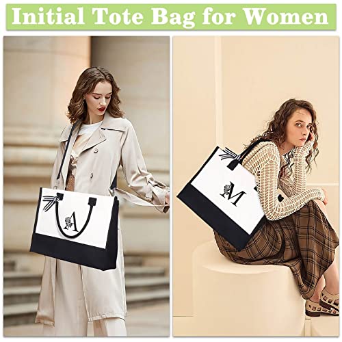 YOOLIFE Gifts for Women - Initial U Monogram Beach Tote Bag with Zipper Cosmetic Bag Personalized Birthday Gifts for Women Her Mom Teacher Best Friend Female Sister Bridal Shower Bridesmaid Gifts