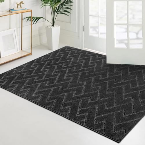 PURRUGS Easy Care Area Rug 4.5ft x 7ft, Non-Slip Machine Washable Entry Rug, Dog Door Mat, Pet Rug, Stain Resistant Accent Rug for Hallway, Bedroom, Living Room and Mudroom, Burgundy Red