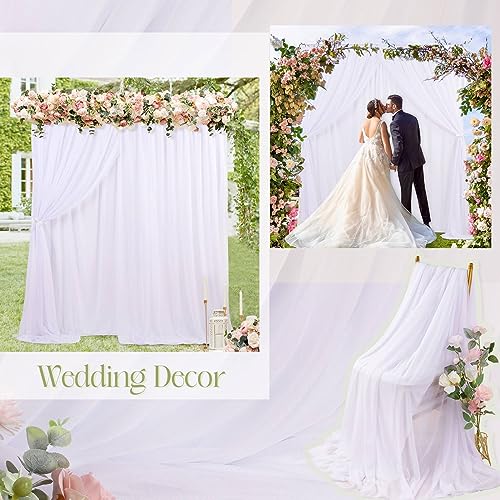 White Tulle Backdrop Curtain 5ft x 7ft Wedding Photo Drape for Backdrop 2 Layers Sheer Curtains for Baby Shower Birthday Party