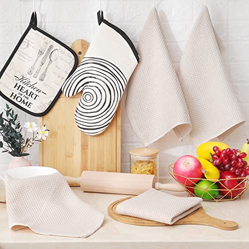 Homaxy 100% Cotton Waffle Weave Kitchen Dish Cloths, Ultra Soft Absorbent Quick Drying Dish Towels, 12x12 Inches, 6-Pack, Orange