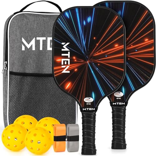 Pickleball Paddles Set of 2, USAPA Approved Fiberglass Pickleball Set with 4 Pickleball Balls, Pickleball Carry Bag for Beginners & Pros