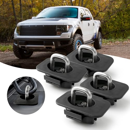 DEERMOTO 4pcs Retractable Truck Bed Tie Down Anchors Compatible with 1998-2014 Ford F150, 1998-2016 Ford Super Duty, 1999-2013 Chevrolet Silverado & GMC Sierra, 1995-2008 Dodge RAM