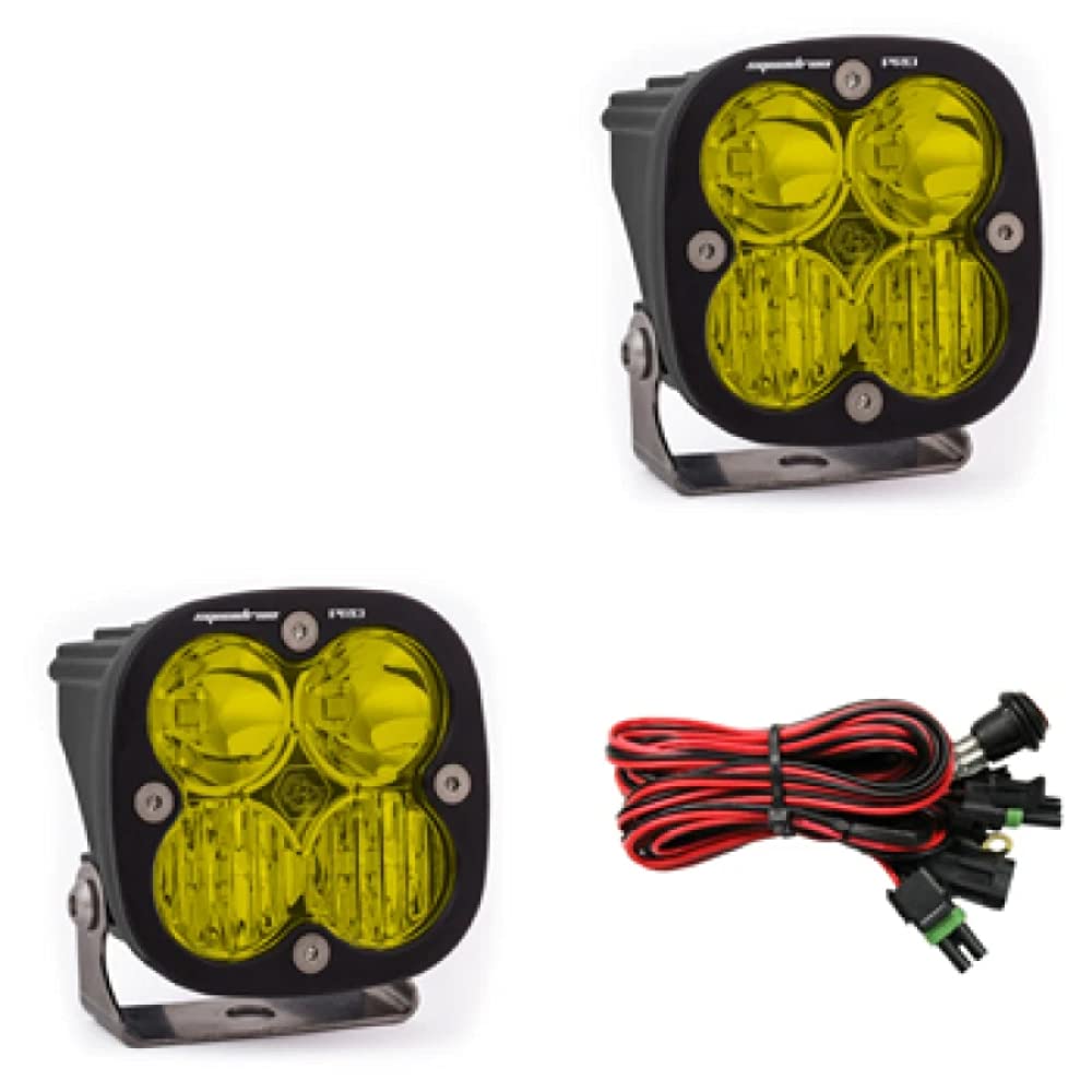 Baja Designs Squadron Pro Black LED Light Pod Pair - 2 PCS LED with Wiring Harness (Driving/Combo; Amber)