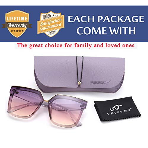 FEISEDY Fashion Women Men Sunglasses Square Frame Metal Shape Nesting Lenses B2595