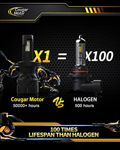 Cougar Motor H4 Bulbs, 9003 Fog Lights 6500K White Non-Polarity H4 Fog Bulb or Off-Road Use Plug and Play - Pack of 2