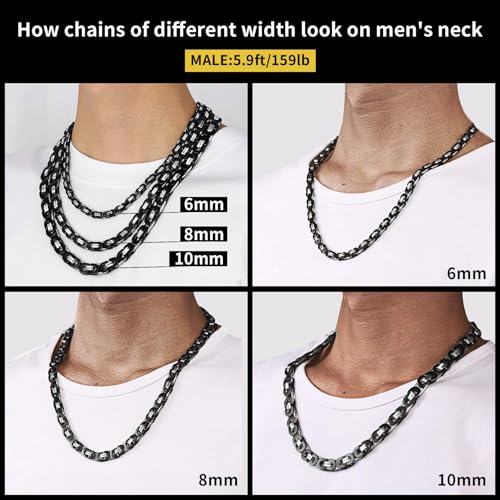 Flat Byzantine Chain for Men Stainless Steel Neck Chain 6mm 18 inch Male Necklace Choker