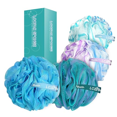 LCZLBath Loofah 4PCS 75g XL Loofa Set Soft Bath Body Sponge Thick Wash Puffs for Shower